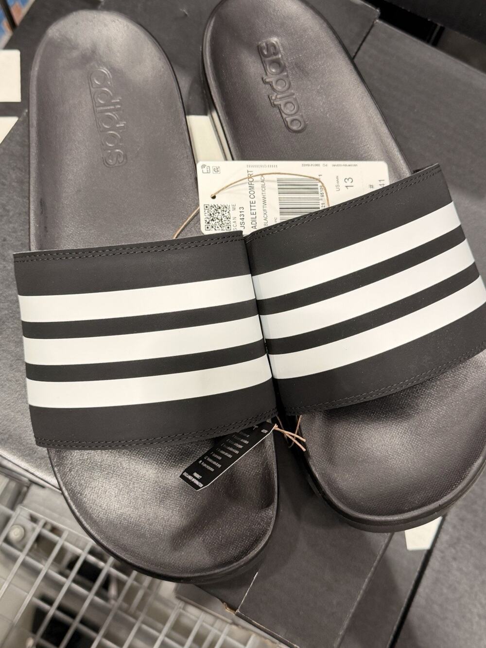 Adidas Adilette Comfort Black White Unisex Slides JS4313 M12/W13